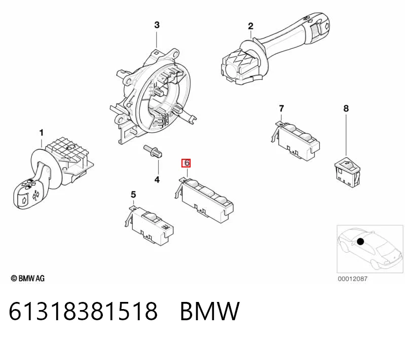 61318381518 BMW Unidade de botões dianteira esquerda de controlo de elevador de vidro