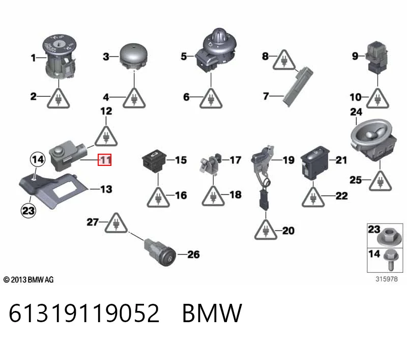 61319119052 BMW Comutador de controlo de alcapão