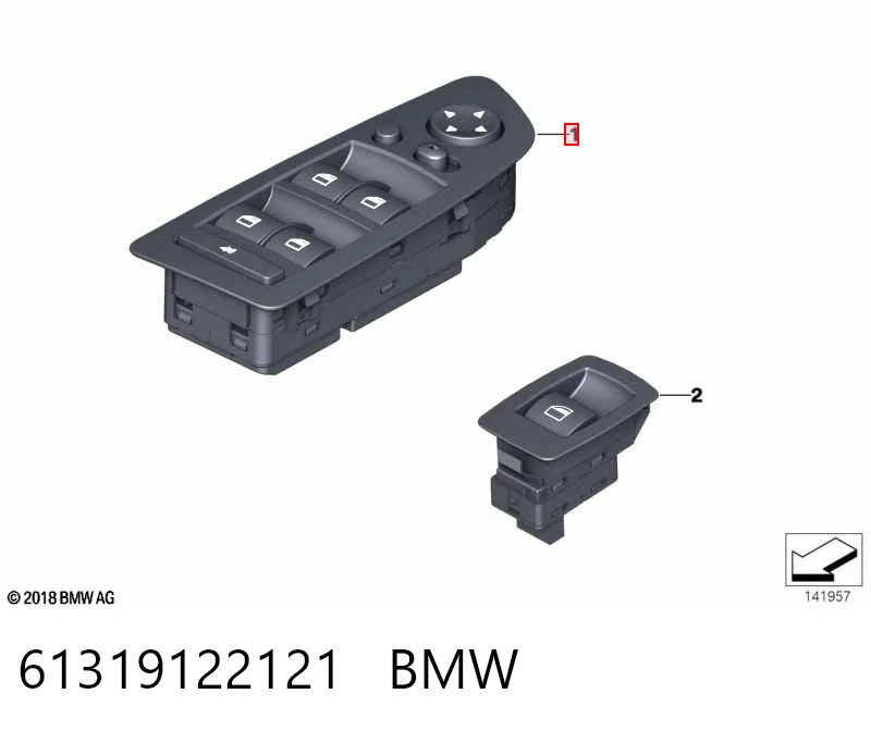 61319122121 BMW Unidade de botões dianteira esquerda de controlo de elevador de vidro