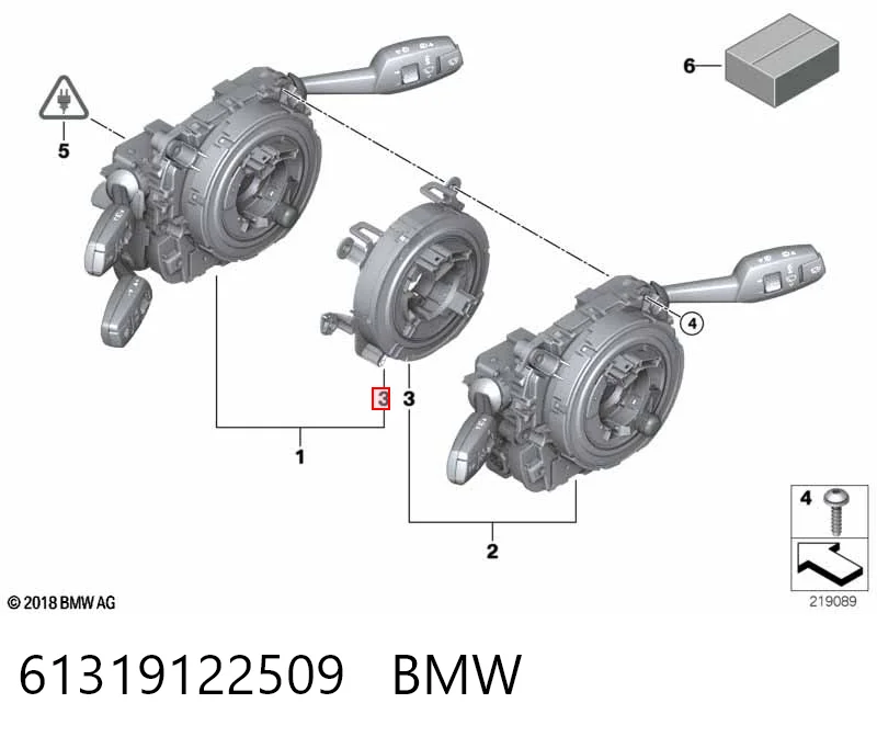 61319122509 BMW Anel AIRBAG de contato, cabo plano do volante