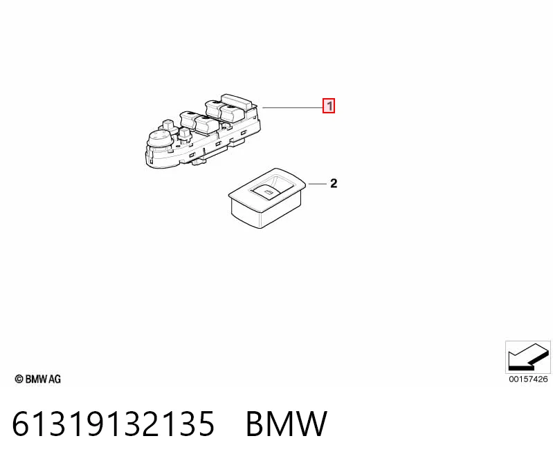 61319132135 BMW Unidade de botões dianteira esquerda de controlo de elevador de vidro