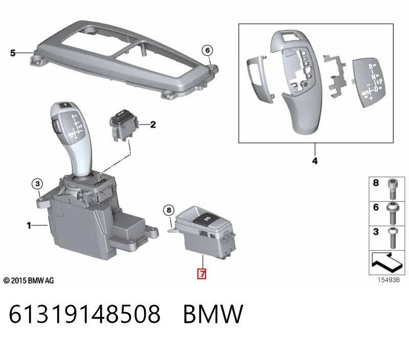 61319148508 BMW Tecla do freio de estacionamento eletromecânico