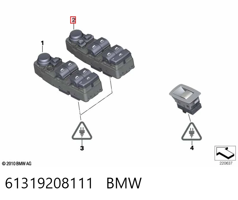 61319208111 BMW Unidade de botões dianteira esquerda de controlo de elevador de vidro