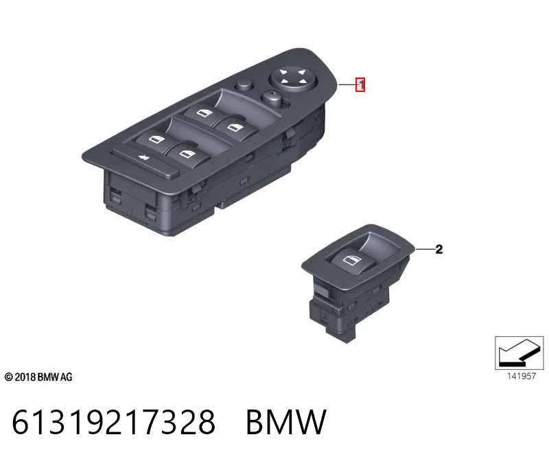 61319217328 BMW Unidade de botões dianteira esquerda de controlo de elevador de vidro