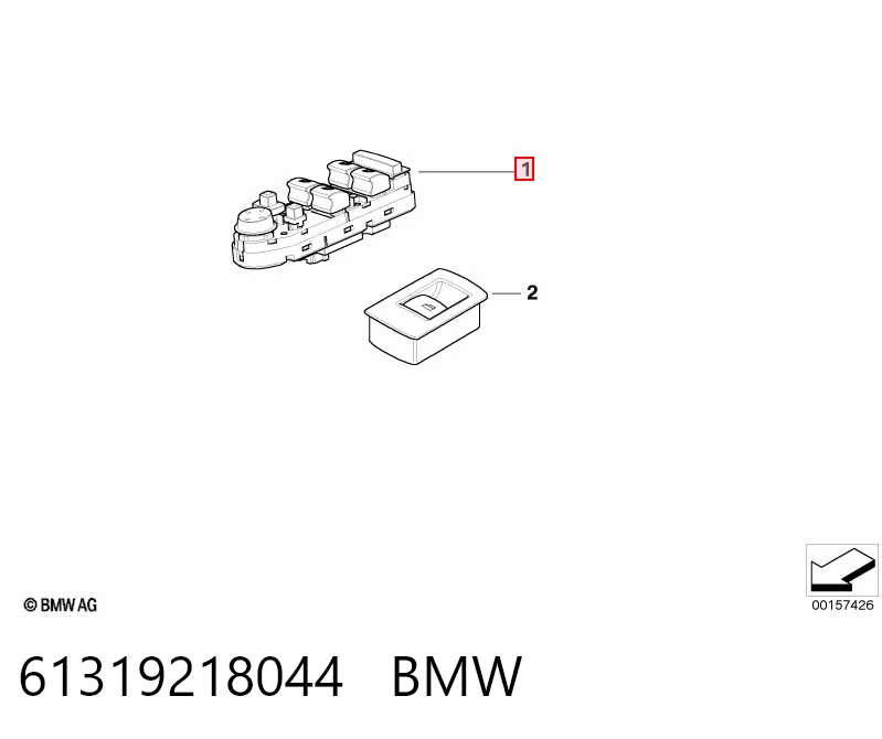 61319218044 BMW Unidade de botões dianteira esquerda de controlo de elevador de vidro