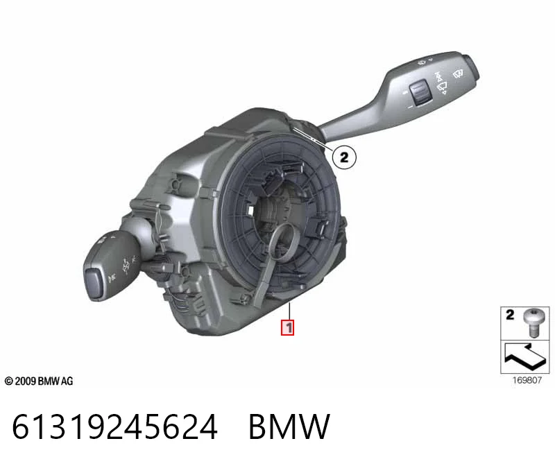 Comutador instalado na coluna da direção, montado BMW 5  F10