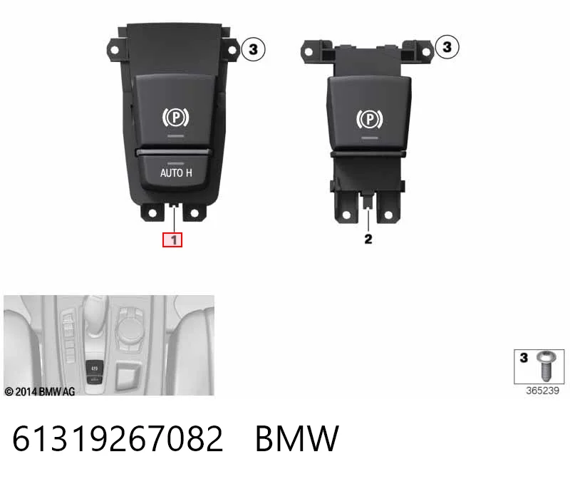 61319267082 BMW Tecla do freio de estacionamento eletromecânico
