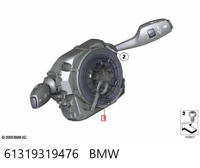 61319319476 BMW Comutador instalado na coluna da direção, montado