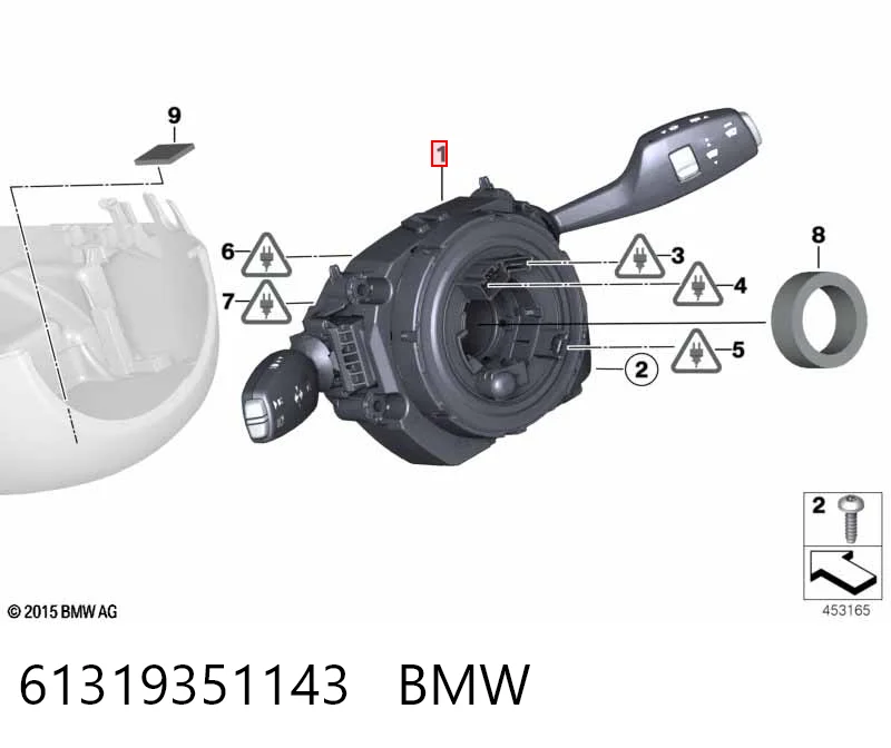 61319351143 BMW Comutador instalado na coluna da direção, montado