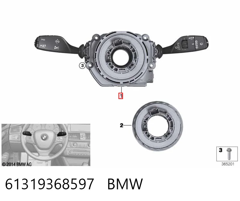 Comutador instalado na coluna da direção, montado para BMW 2 Active Tourer F45
