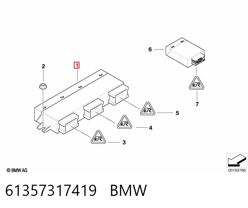 61357317419 BMW Módulo de direção (Centralina eletrônica) de abertura de tampa de porta-malas (de 3ª/5ª porta traseira)