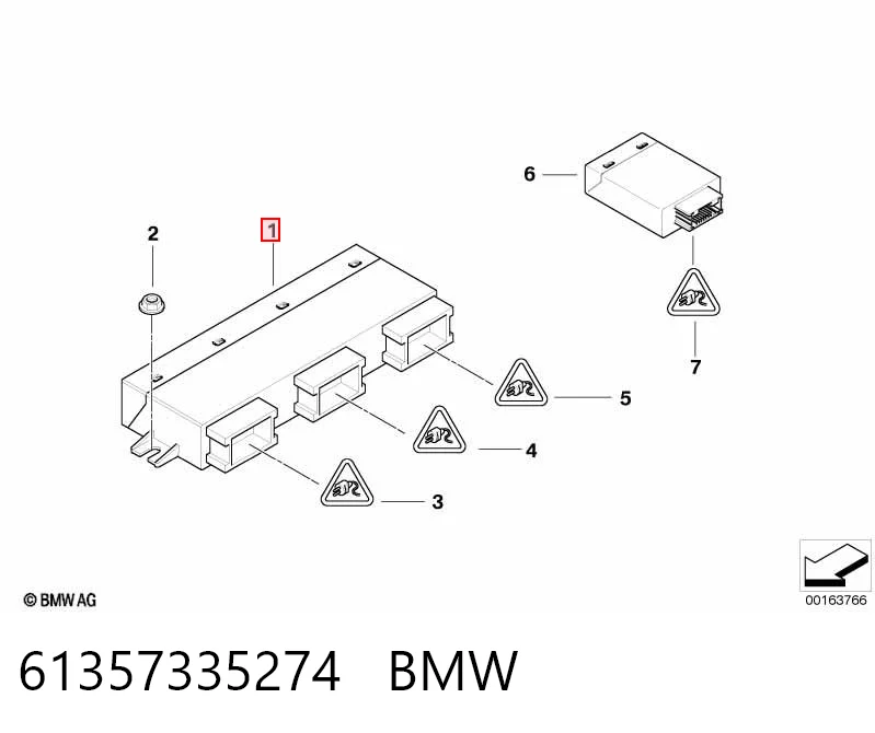 61357335274 BMW Módulo de direção (Centralina eletrônica) de abertura de tampa de porta-malas (de 3ª/5ª porta traseira)