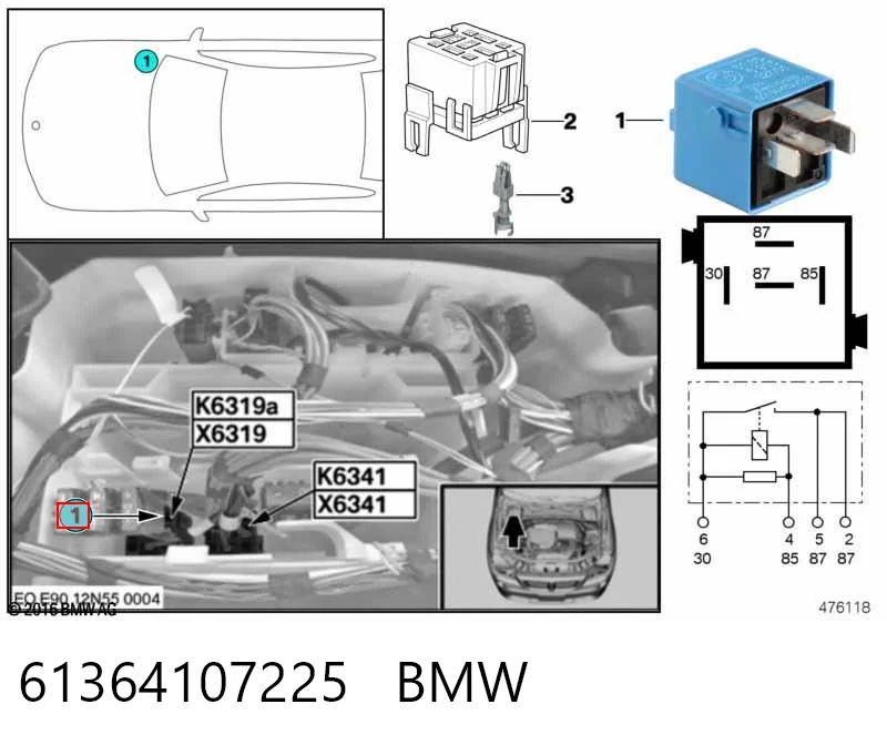 61364107225 BMW Relê elétrico multifuncional