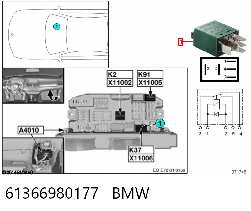 61366980177 BMW Relê de ventilador