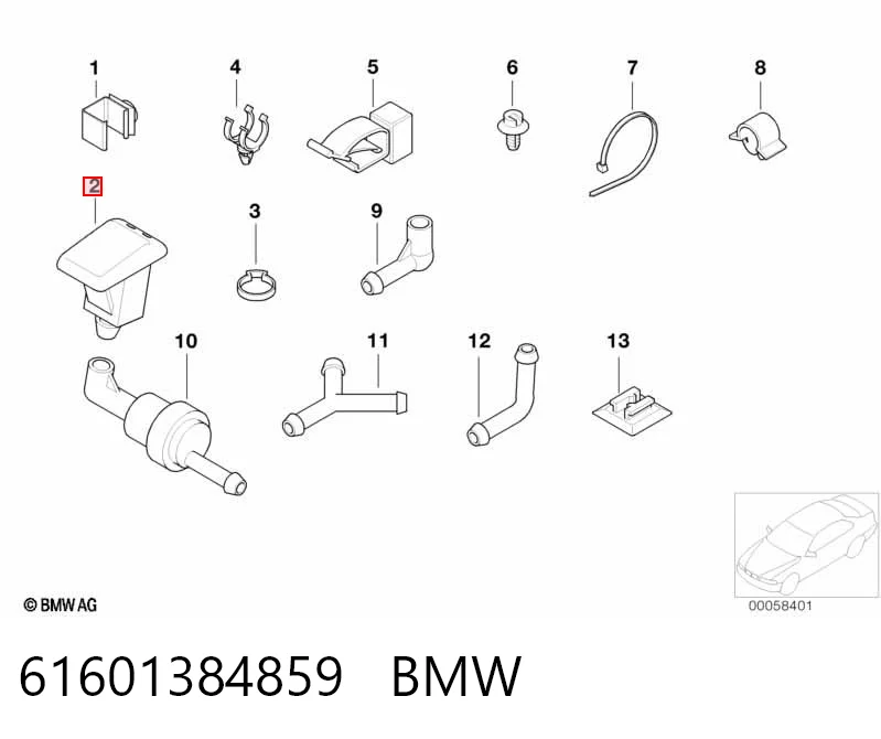 61601384859 BMW Injetor de fluido para lavador de pára-brisas