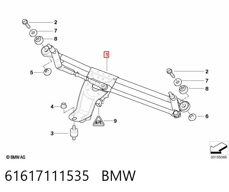61617111535 BMW Trapézio de limpador pára-brisas