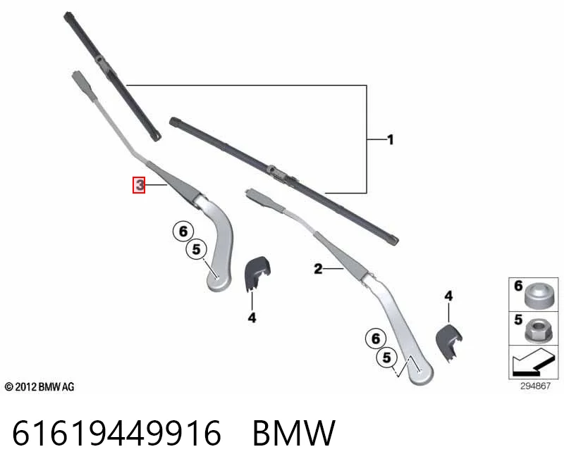  Braço de limpa-pára-brisas do pára-brisas BMW 3 coupé (E92) (2005 - 2013) 
