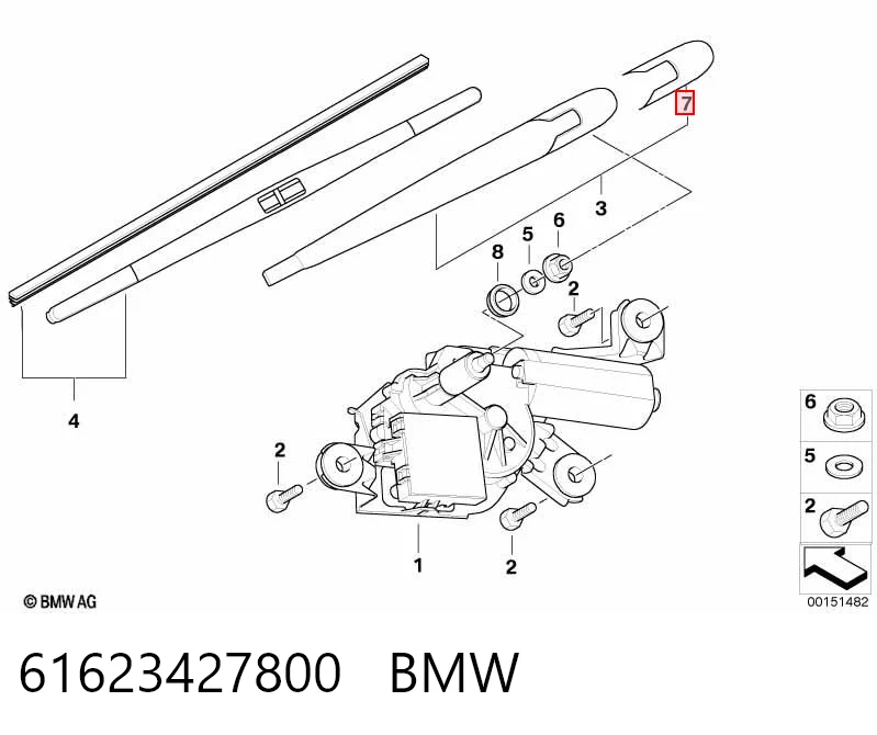 61623427800 BMW Tampão da porca de fixação do braço de limpador de pára-brisa traseiro