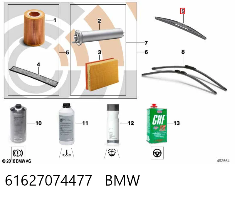 61627074477 BMW Limpa-pára-brisas de vidro traseiro