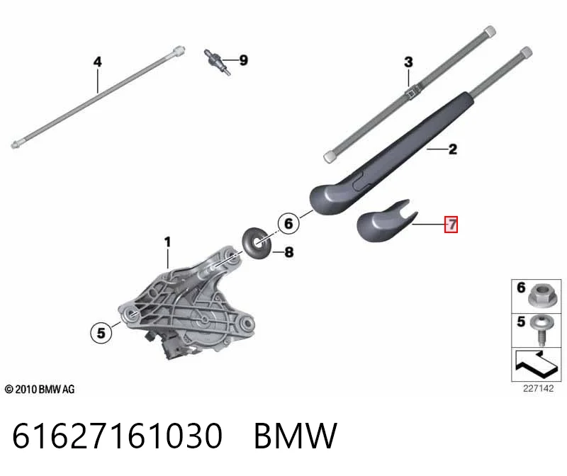 61627161030 BMW Tampão da porca de fixação do braço de limpador de pára-brisa traseiro