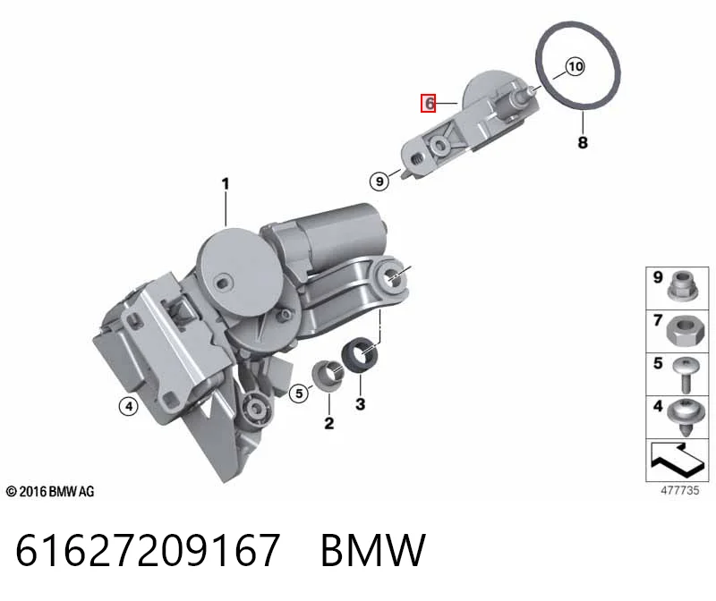 61627209167 BMW Mecanismo de limpador pára-brisas de vidro traseiro