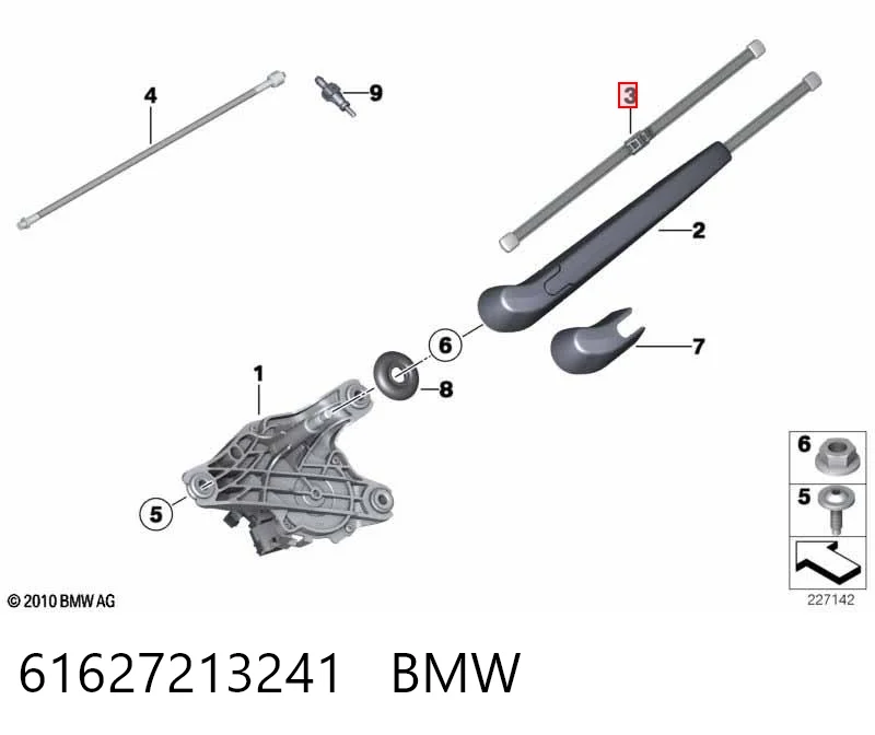 61627213241 BMW Limpa-pára-brisas de vidro traseiro