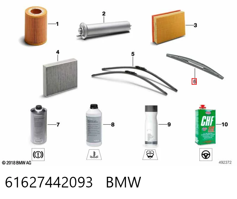 61627442093 BMW Limpa-pára-brisas de vidro traseiro
