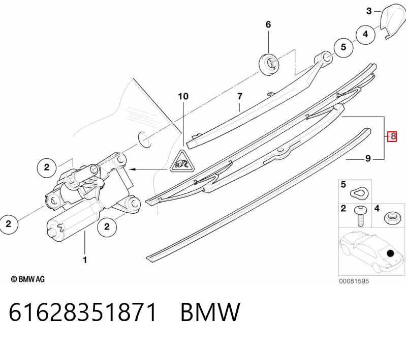 61628351871 BMW Limpa-pára-brisas de vidro traseiro