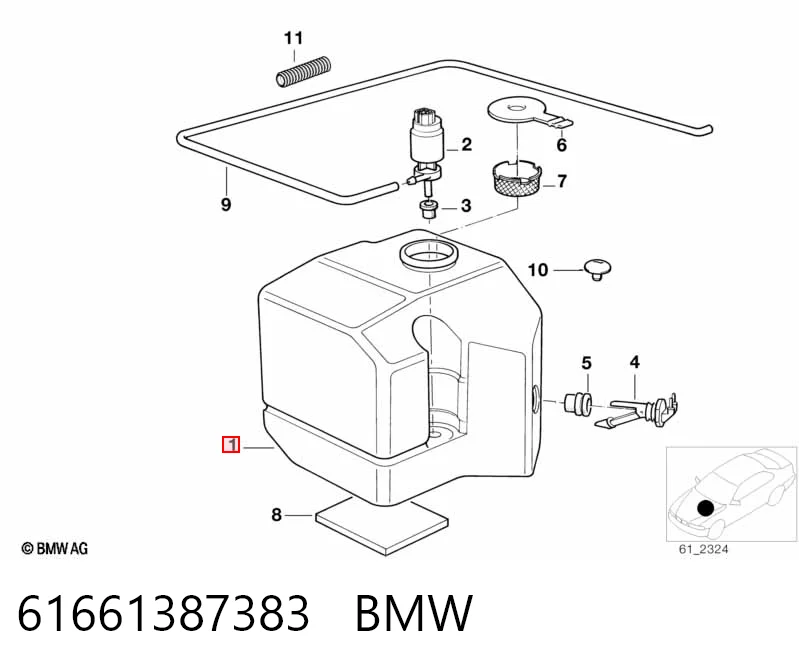 Tanque de fluido para lavador de vidro BMW 3  E36
