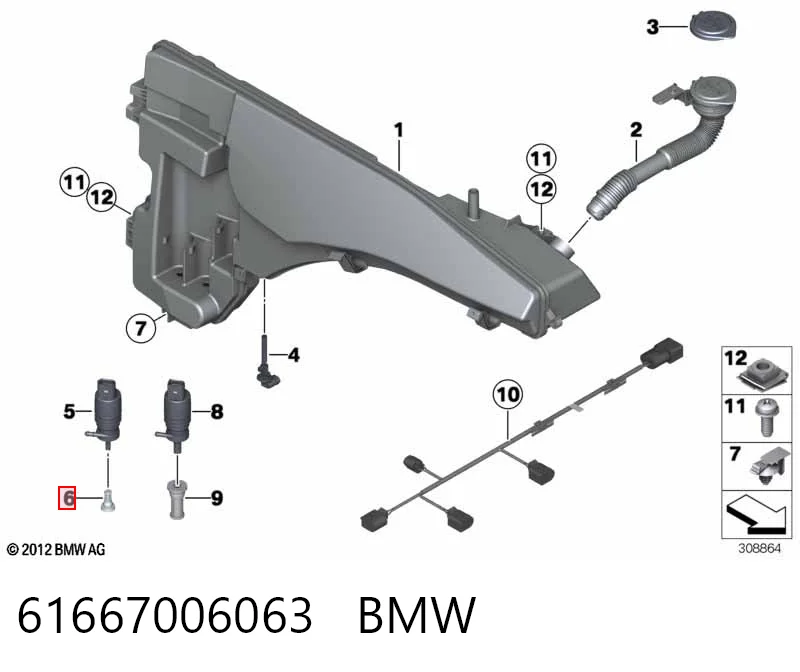 61667006063 BMW Filtro de malha de bomba de fluido para lavador de vidro