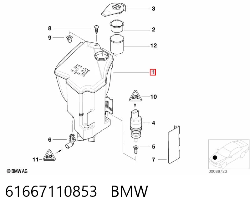 Tanque de fluido para lavador de vidro para BMW 3  E46