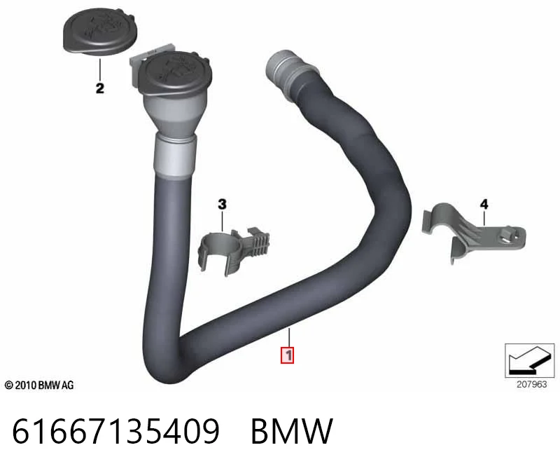 61667135409 BMW Gargalo do tanque de fluido para lavador