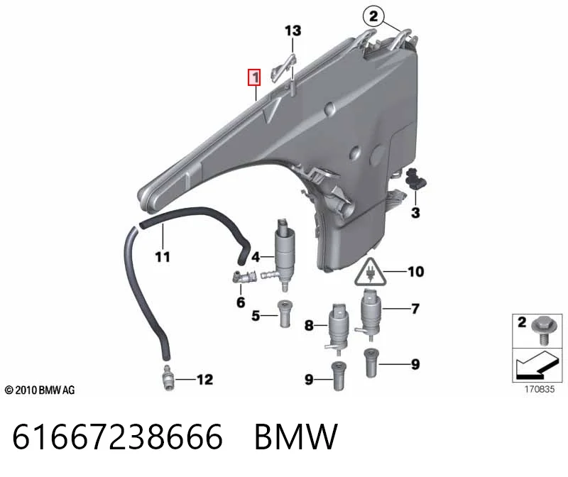 61667238666 BMW Tanque de fluido para lavador de vidro