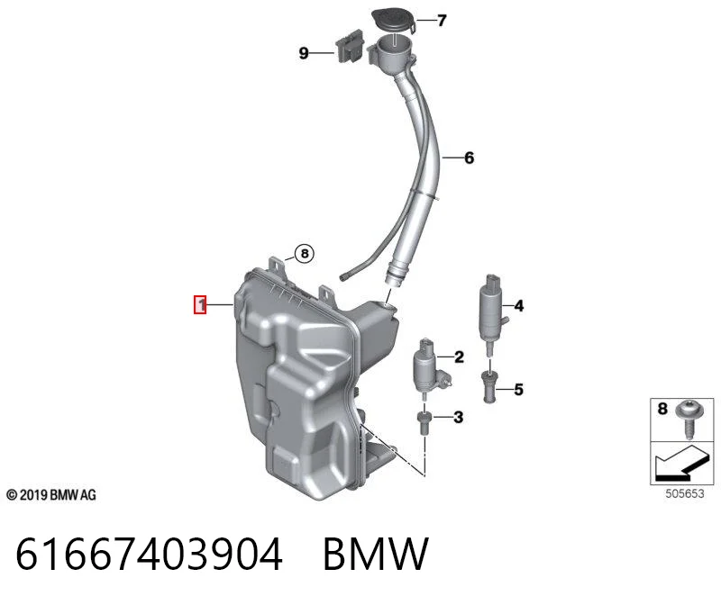 61667403904 BMW Tanque de fluido para lavador de vidro