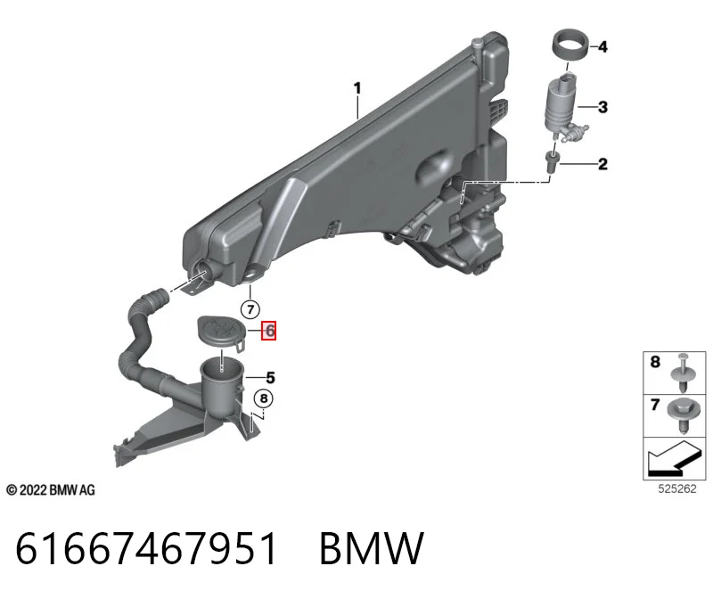 Tampa de tanque de fluido para lavador BMW 5  E39