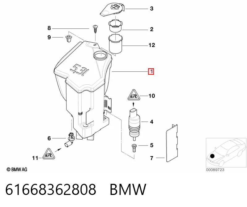 Tanque de fluido para lavador de vidro para BMW 3  E46
