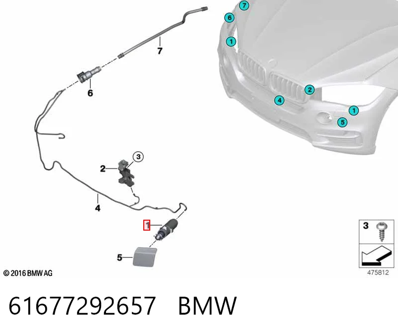 61677292657 BMW Injetor de fluido para lavador da luz dianteira esquerda