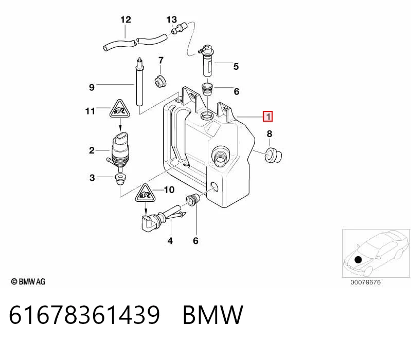  Tanque de fluido para lavador de vidro BMW 5 sedan (E39) (1995 - 2003) 