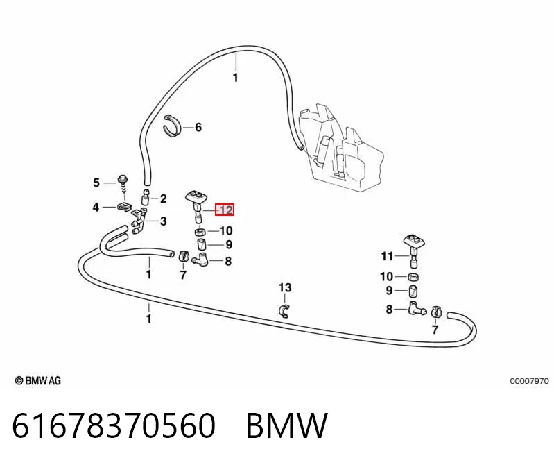 61678370560 BMW Injetor de fluido para lavador da luz dianteira direita