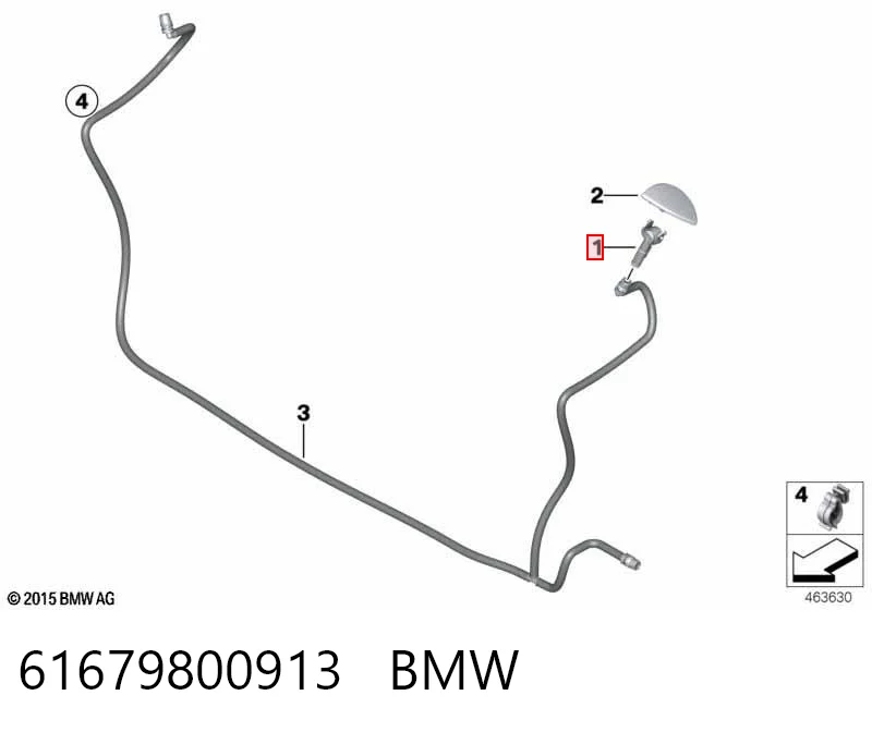 61679800913 BMW Suporte do injetor de fluido para lavador das luzes (cilindro de elevação)