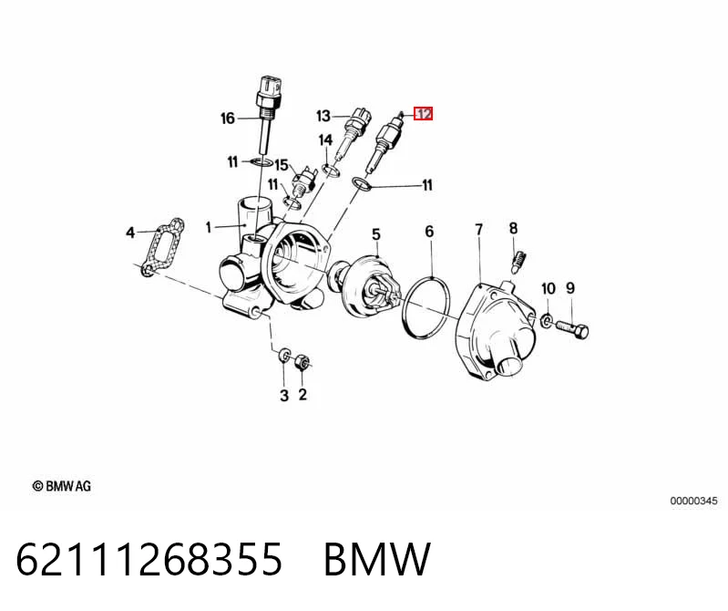 62111268355 BMW Sensor de temperatura do fluido de esfriamento