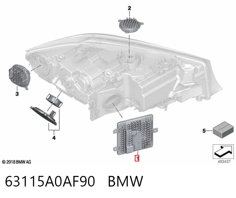 63115A0AF90 BMW Módulo de direção (Centralina eletrônica) de iluminação adativa