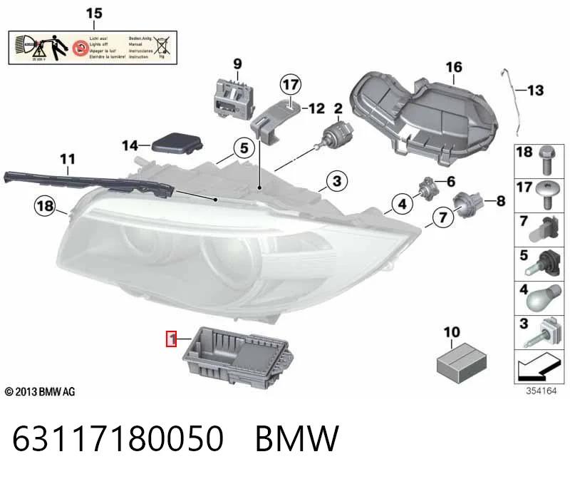 63117180050 BMW Xénon, unidade de controlo