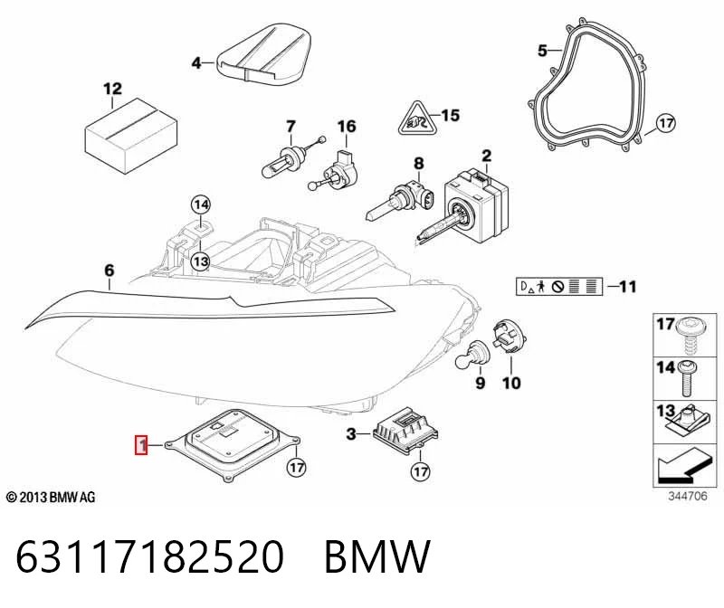 63117182520 BMW Xénon, unidade de controlo
