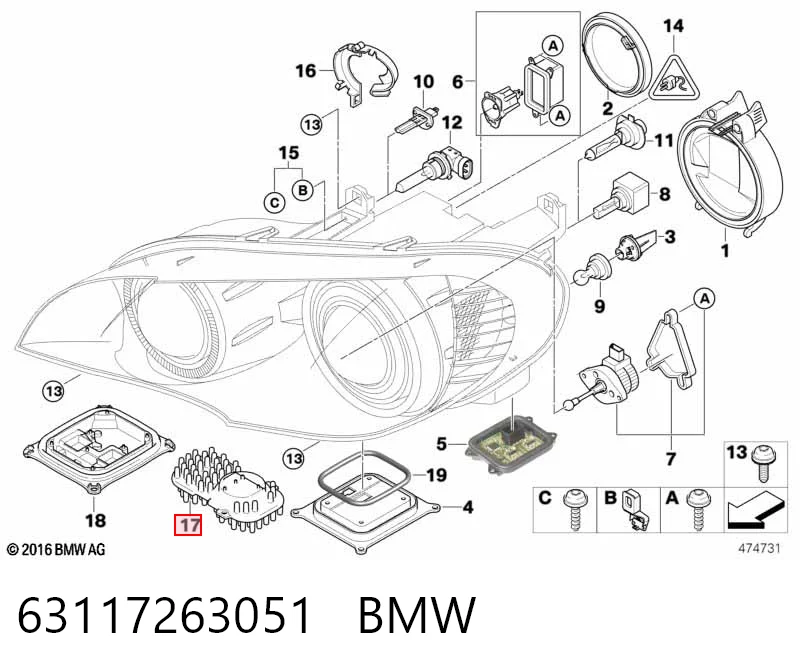63117263051 BMW Módulo de direção (Centralina eletrônica) das luzes