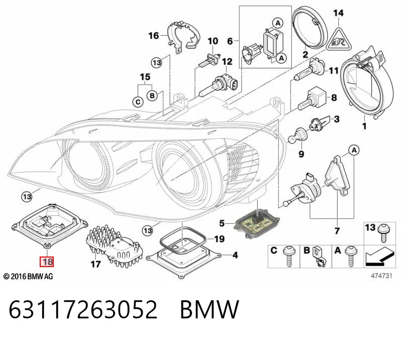 63117263052 BMW Módulo de direção (Centralina eletrônica) de iluminação diurna