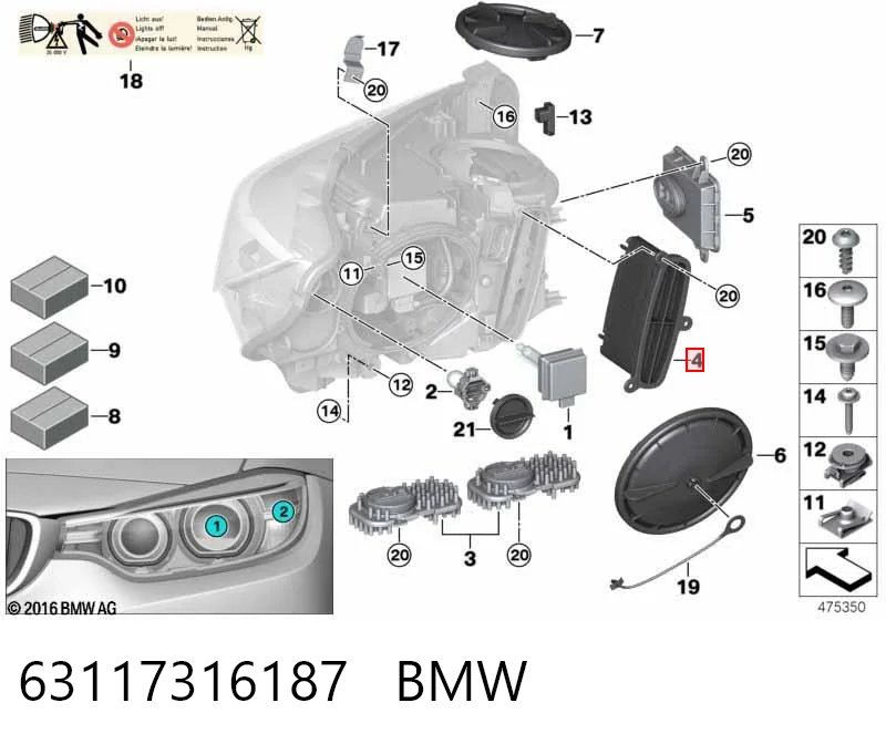 63117316187 BMW Módulo de direção (Centralina eletrônica) das luzes