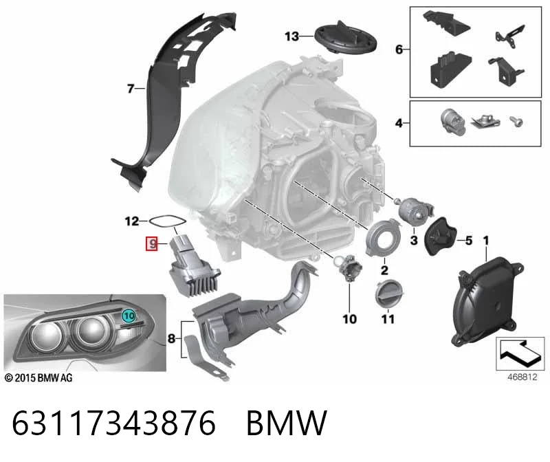 63117343876 BMW Módulo de direção (Centralina eletrônica) de iluminação diurna