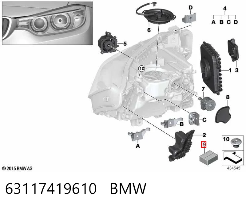 63117419610 BMW Módulo de direção (Centralina eletrônica) das luzes