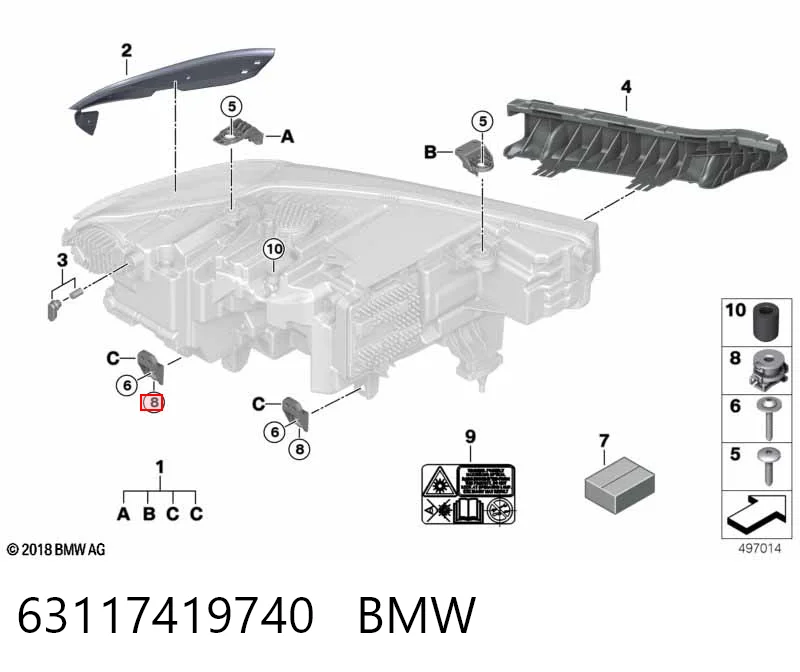 63117419740 BMW Consola (adaptador) de fixação das luzes dianteiras